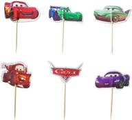 24pcs lightning mcqueen cupcake toppers: perfect decor for kids birthday party cakes logo