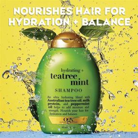 img 2 attached to 🌿 OGX Hydrating + Tea Tree Mint Shampoo - Nourishing & Invigorating Scalp Cleanser with Tea Tree, Peppermint Oil & Milk Proteins - Paraben & Sulfate-Free Surfactants - 13 fl oz