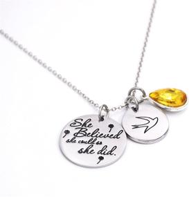 img 3 attached to 💎 LParkin She Believed She Could So She Did Birthstone Pendant Necklace - Motivational Jewelry