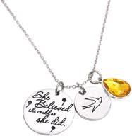 💎 lparkin she believed she could so she did birthstone pendant necklace - motivational jewelry logo