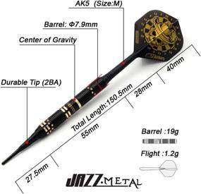 img 1 attached to 🎯 CUESOUL Jazz-Metal 19g Soft Tip Black Coated Brass Dart Set with AK5 Integrated Flights: Premium Precision Darts for Enhanced Accuracy