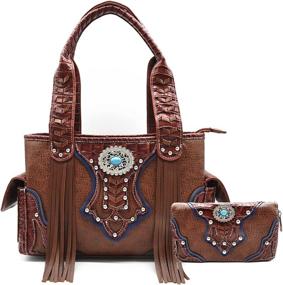 img 4 attached to 🤠 Stylish Western Cowgirl Concealed Conchos Shoulder Handbags & Wallets for Totes - Must-Have Accessories for Women!