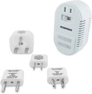 🌍 mobimann dual wattage universal world travel adapter and voltage converter - 220v to 110v transformer hair dryer cell phone - 4 adapter plugs us/au/uk/eu2.5a included logo