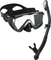 🤿 phantom aquatics rapido boutique collection clareza 3-window tempered glass lens mask dry snorkel set - ideal travel mask snorkel combo for enhanced visibility logo