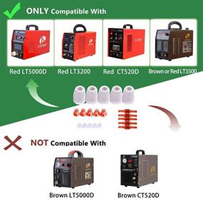 img 2 attached to 🔴 LOTOS LCON40 40 pcs Plasma Cutter Consumables Kit - Red Color Nozzle, Electrode Cup, and Ring - Compatible with LT5000D (Red), LT3500 (Red or Brown), and CT520D (Red)