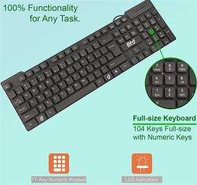 img 1 attached to BTO USB Wired Keyboard - 104 Keys with Numeric Pad, Anti-Spill & Dust-Proof, Slim & Flexible Design - Compatible with Laptop Notebooks, Desktop PCs, Tablets, Towers - Windows 7, 8, 10