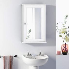 img 3 attached to 🚪 Modern White Mirrored Bathroom Cabinet: Tangkula Wall Mount Storage with Single Door and Medicine Cabinet