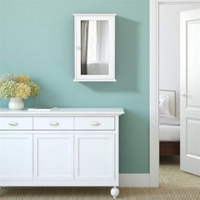 img 1 attached to 🚪 Modern White Mirrored Bathroom Cabinet: Tangkula Wall Mount Storage with Single Door and Medicine Cabinet