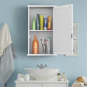 img 2 attached to 🚪 Modern White Mirrored Bathroom Cabinet: Tangkula Wall Mount Storage with Single Door and Medicine Cabinet