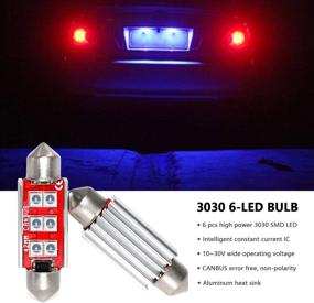 img 2 attached to Phinlion 212-2 LED Bulb 3030 6-SMD Festoon 41mm 42mm 211-2 214-2 578 Bulbs for Car Interior Map Dome Trunk Courtesy Light, Blue (4 Pack) - Super Bright Upgrade!