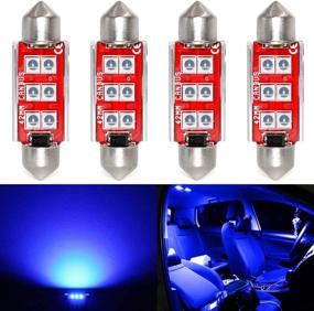 img 4 attached to Phinlion 212-2 LED Bulb 3030 6-SMD Festoon 41mm 42mm 211-2 214-2 578 Bulbs for Car Interior Map Dome Trunk Courtesy Light, Blue (4 Pack) - Super Bright Upgrade!