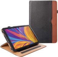 📱 zonefoker galaxy tab a 10.1 inch 2019 tablet leather cover case - 360° protection multi-angle viewing folio stand case with pencil holder for samsung galaxy tab a 10.1 sm-t510/sm-t515 - black/brown logo