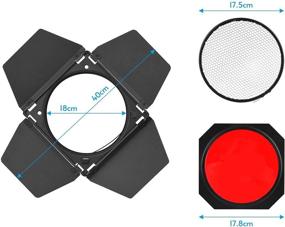 img 1 attached to 🔆 Enhance Your Lighting Setup with Godox BD-04 Barn Door & Honeycomb Grid & 4 Color Gel Filters Kit for Standard Reflectors