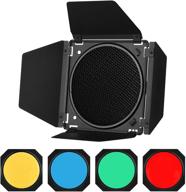 🔆 enhance your lighting setup with godox bd-04 barn door & honeycomb grid & 4 color gel filters kit for standard reflectors logo