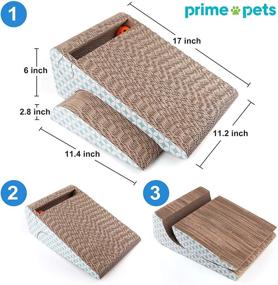 img 2 attached to 🐱 PrimePets Cat Scratcher Cardboard: Removable Scratching Pad with Ball, 2-in-1 Corrugated Scratch Lounge Sofa Refill (Catnip Included)