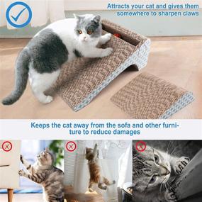 img 3 attached to 🐱 PrimePets Cat Scratcher Cardboard: Removable Scratching Pad with Ball, 2-in-1 Corrugated Scratch Lounge Sofa Refill (Catnip Included)