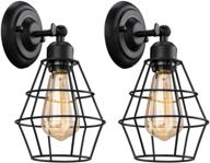 💡 elibbren industrial wall sconces, vintage wire cage, 2 pack, farmhouse lighting fixtures for bedroom, headboard, garage, porch логотип