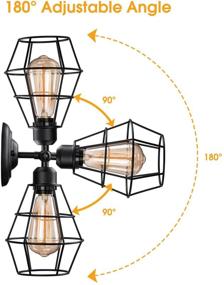 img 2 attached to 💡 Elibbren Industrial Wall Sconces, Vintage Wire Cage, 2 Pack, Farmhouse Lighting Fixtures for Bedroom, Headboard, Garage, Porch