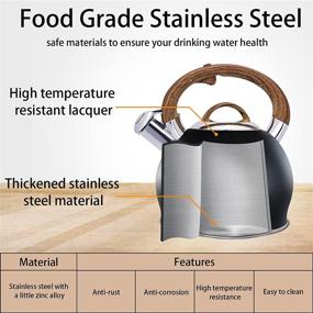 img 1 attached to 🔥 Премиум чайник со свистком на 2,4 кварты - пищевая нержавеющая сталь на плиту с индукционной плитой - стильный черный чайник для кипячения воды и не только!
