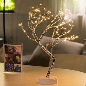 img 2 attached to 🌳 Qunlight Upgraded Copper Wire Tree Branch Decorative Lights - 108 Warm White LEDs, USB & Battery Powered, 20 Inch Table Lamp for Home Decoration, Wedding Sign, Living Room, Bedroom Or Bar (Warm White)