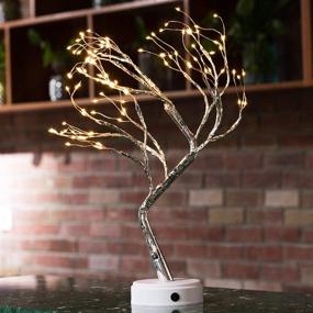 img 3 attached to 🌳 Qunlight Upgraded Copper Wire Tree Branch Decorative Lights - 108 Warm White LEDs, USB & Battery Powered, 20 Inch Table Lamp for Home Decoration, Wedding Sign, Living Room, Bedroom Or Bar (Warm White)