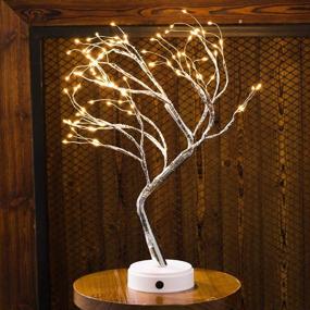 img 1 attached to 🌳 Qunlight Upgraded Copper Wire Tree Branch Decorative Lights - 108 Warm White LEDs, USB & Battery Powered, 20 Inch Table Lamp for Home Decoration, Wedding Sign, Living Room, Bedroom Or Bar (Warm White)