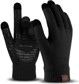 img 4 attached to Black Silicone Textured Anti-Slip Thermal Texting Gloves - Size L