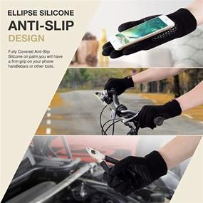img 1 attached to Black Silicone Textured Anti-Slip Thermal Texting Gloves - Size L