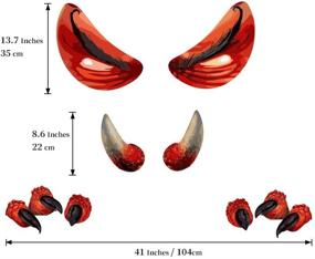 img 3 attached to Наклейки с лицом Хэллоуина для монстров с крупными глазами, ноздрями и клыками - красные наклейки для гаража, арки, багажника автомобиля и двери.