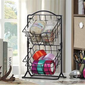 img 2 attached to Antique Black 2-Tier Metal Mini Countertop Fruit Storage Basket by SunnyPoint