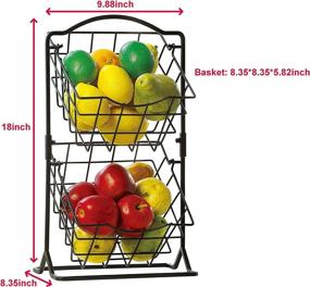 img 1 attached to Antique Black 2-Tier Metal Mini Countertop Fruit Storage Basket by SunnyPoint