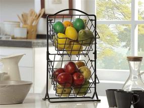 img 3 attached to Antique Black 2-Tier Metal Mini Countertop Fruit Storage Basket by SunnyPoint