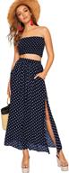 👗 floerns women's polka dot crop top and long skirt set: stylish 2 piece outfit with pockets logo