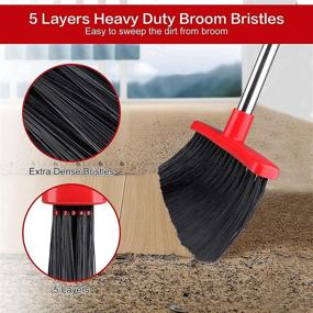 img 2 attached to 🧹 Commercial Grade Broom and Dustpan Set - Heavy Duty Dust Pan with Extra Long 55" Handle for Indoor Outdoor Garage Kitchen Office Lobby Use
