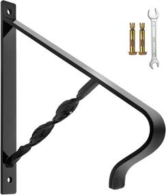 img 3 attached to 🛠️ Durably Constructed Wall Mounted Wrought Iron Handrail Stair Railing for Outdoor Steps - Fits 1 or 2 Handrails!