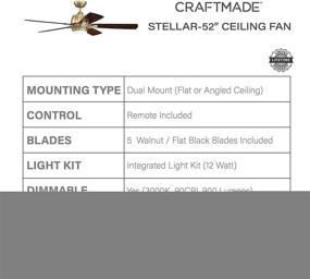 img 1 attached to 💡 Craftmade STE52SB5-UCI Stellar 52" Ceiling Fan: LED Light, Remote, 5 Blades, Satin Brass Finish