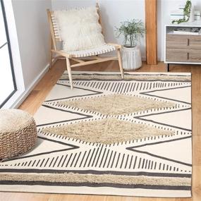 img 4 attached to 🏠 KIMODE Boho Tufted Bedroom Area Rug 4' x 6' - Washable Farmhouse Diamond Cotton Throw Rug - Moroccan Tribal Woven Collection - Indoor Rugs for Living Room, Entryway, Dining Room