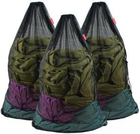 img 4 attached to 🧺 Premium Meeall Mesh Laundry Bag Set - Heavy-Duty & Lightweight - Extra Large 24"x36" Size - Travel Friendly - Perfect for Travel, Camp, Home, College Dorm - 3Pcs Black