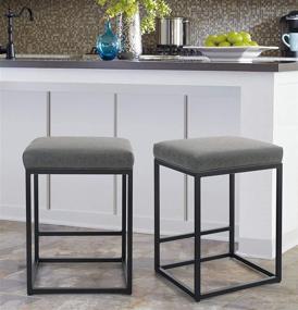 img 4 attached to 🪑 MAISON ARTS Set of 2 Counter Height 24-Inch Bar Stools for Kitchen Counter - Backless Industrial Upholstered Barstool with 330 LBS Weight Capacity - Modern Saddle Chair Island Stool in Grey