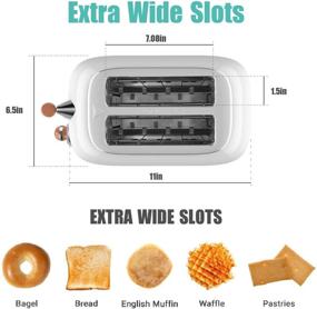 img 1 attached to 🍞 KitchMix 2 Slice Retro Stainless Steel Toaster with 6 Settings, Extra Wide 1.5 Inch Slots, Bagel/Defrost/Cancel Function, Removable Crumb Tray (White)