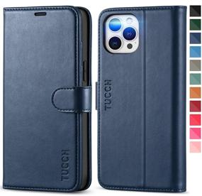 img 4 attached to 📱 TUCCH Wallet Case for iPhone 12 Pro Max 5G, RFID Blocking Premium PU Leather Credit Card Holder Magnetic Stand Flip Cover, Dark Blue