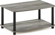 📺 furinno elevated tv stand - turn-n-tube 2-tier, french oak grey/black - no tools required logo