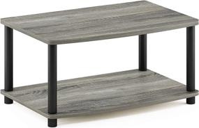 img 4 attached to 📺 FURINNO Elevated TV Stand - Turn-N-Tube 2-Tier, French Oak Grey/Black - No Tools Required