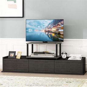 img 2 attached to 📺 FURINNO Elevated TV Stand - Turn-N-Tube 2-Tier, French Oak Grey/Black - No Tools Required