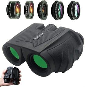 img 4 attached to 👀 12x25 Compact Binoculars: Waterproof Binoculars with Large Eyepiece for Bird Watching and Outdoor Activities + 5-in-1 Phone Lens Kit for iPhone and Most Smartphones