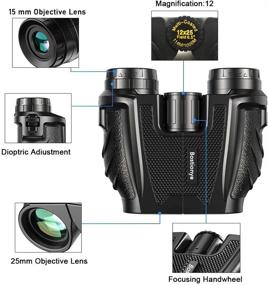 img 2 attached to 👀 12x25 Compact Binoculars: Waterproof Binoculars with Large Eyepiece for Bird Watching and Outdoor Activities + 5-in-1 Phone Lens Kit for iPhone and Most Smartphones