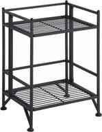 🗄️ enhanced storage solution: folding 2 tier metal shelf in black by convenience concepts logo