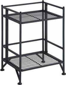 img 4 attached to 🗄️ Enhanced Storage Solution: Folding 2 Tier Metal Shelf in Black by Convenience Concepts