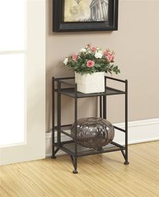 img 1 attached to 🗄️ Enhanced Storage Solution: Folding 2 Tier Metal Shelf in Black by Convenience Concepts