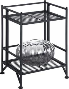 img 3 attached to 🗄️ Enhanced Storage Solution: Folding 2 Tier Metal Shelf in Black by Convenience Concepts